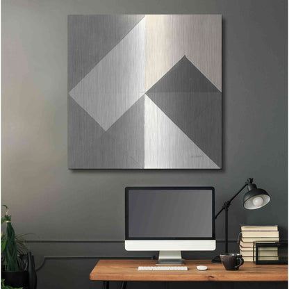 Luxe Metal Art 'Triangles IV Neutral Crop' by Mike Schick, Metal Wall Art,36x36