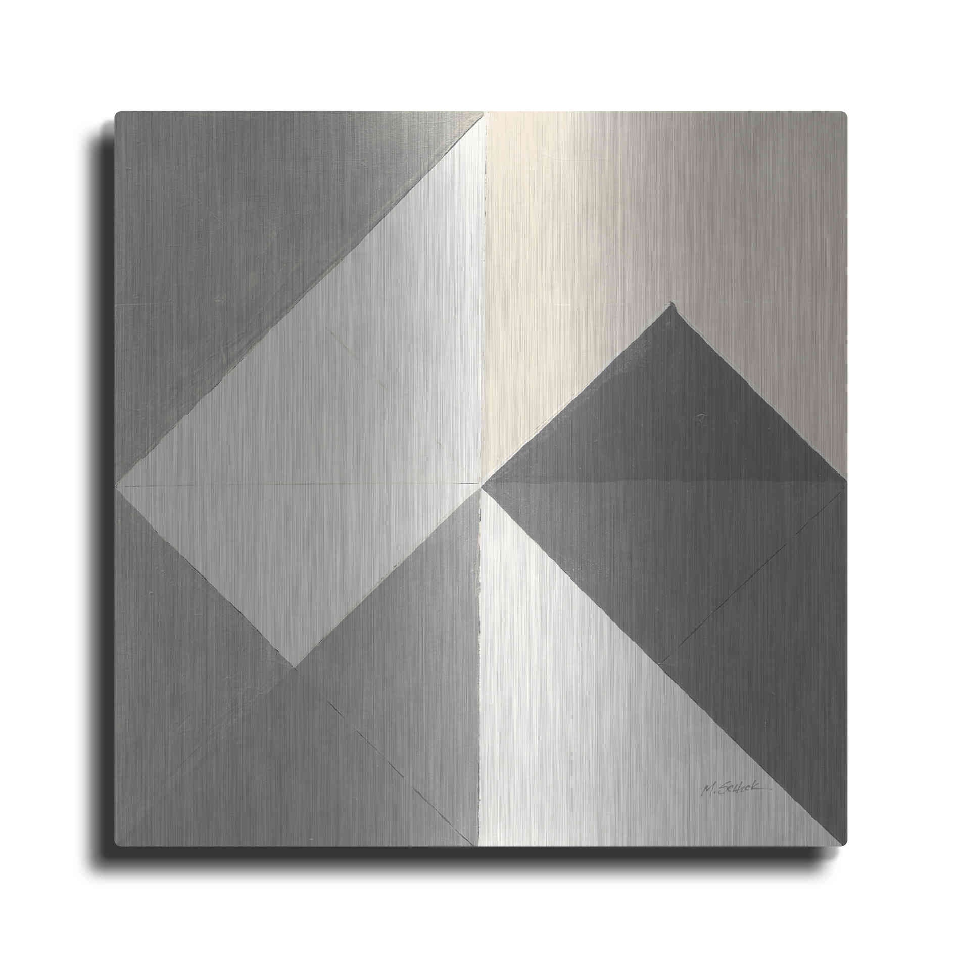 Luxe Metal Art 'Triangles IV Neutral Crop' by Mike Schick, Metal Wall Art