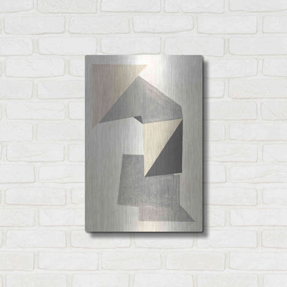 Luxe Metal Art 'Paper Trail Neutral' by Mike Schick, Metal Wall Art,16x24