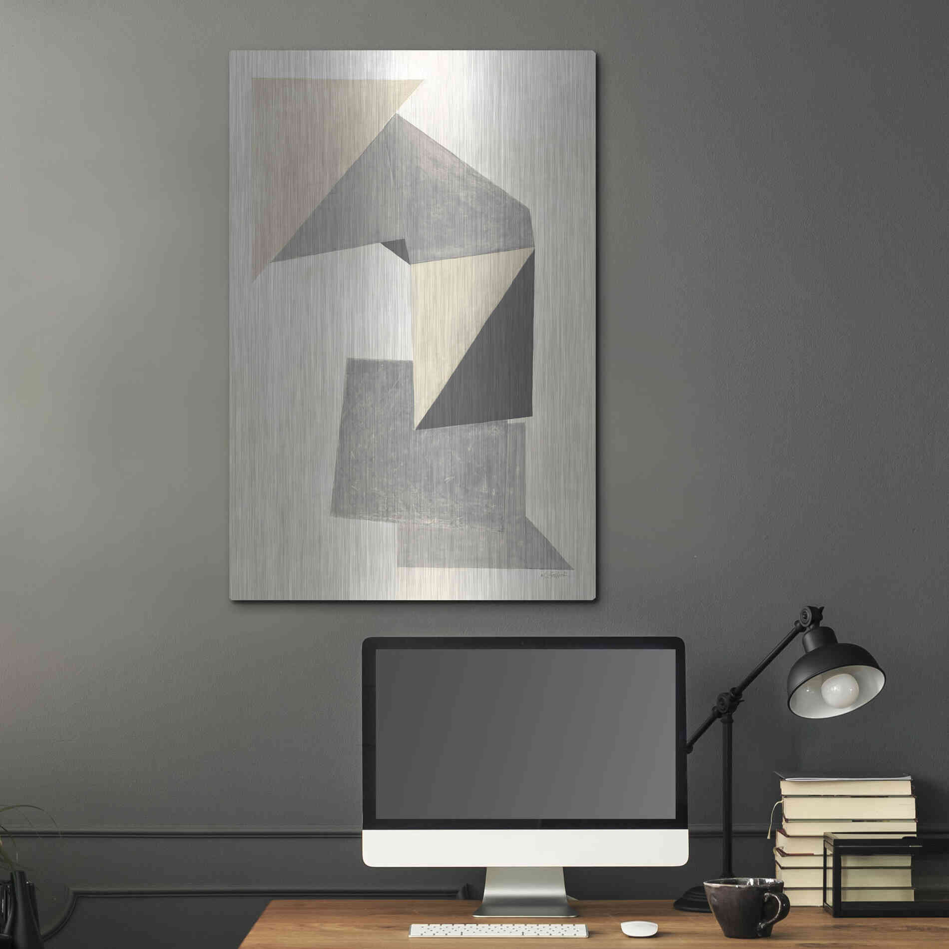 Luxe Metal Art 'Paper Trail Neutral' by Mike Schick, Metal Wall Art,24x36