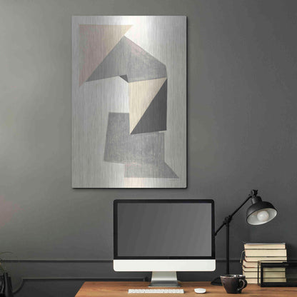 Luxe Metal Art 'Paper Trail Neutral' by Mike Schick, Metal Wall Art,24x36