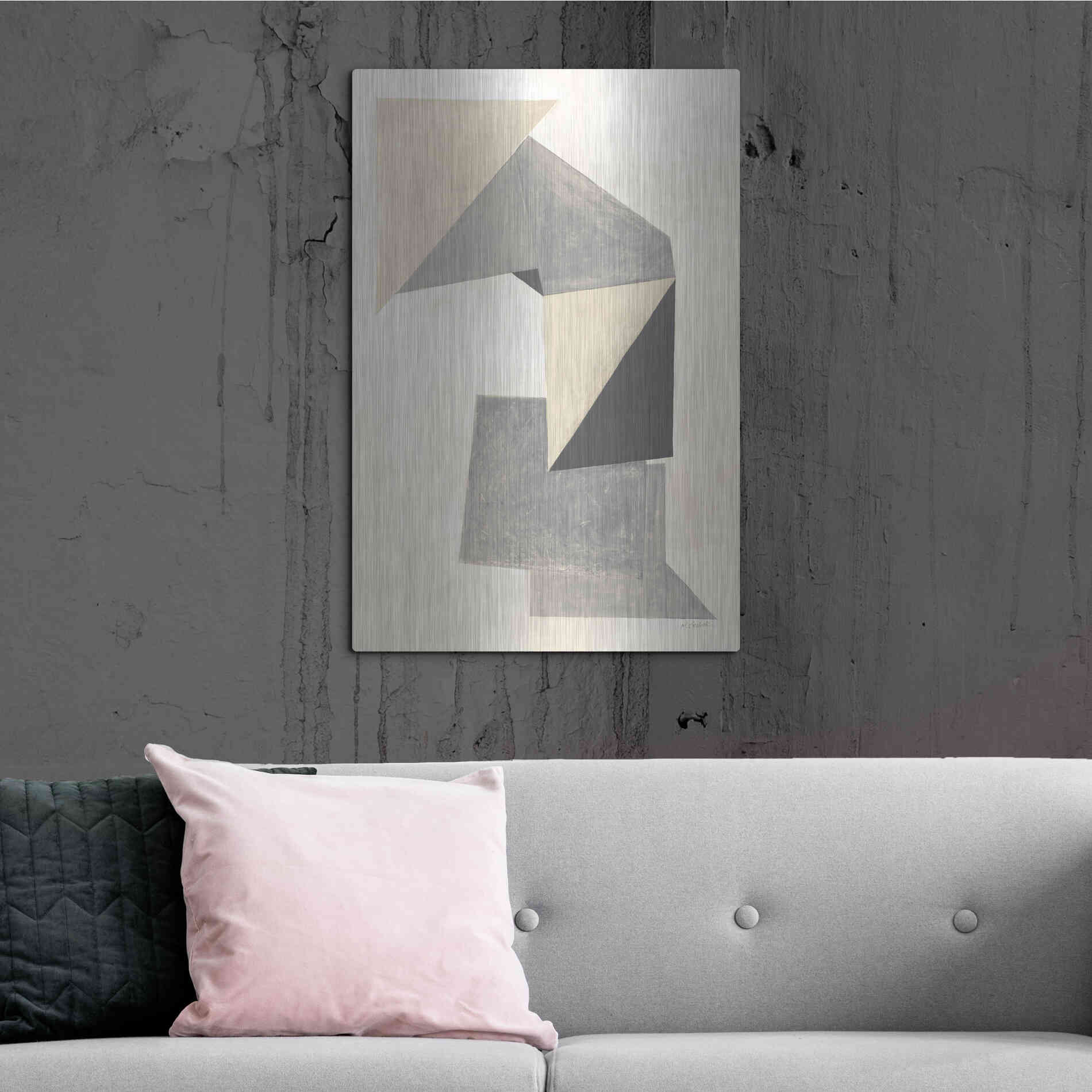 Luxe Metal Art 'Paper Trail Neutral' by Mike Schick, Metal Wall Art,24x36