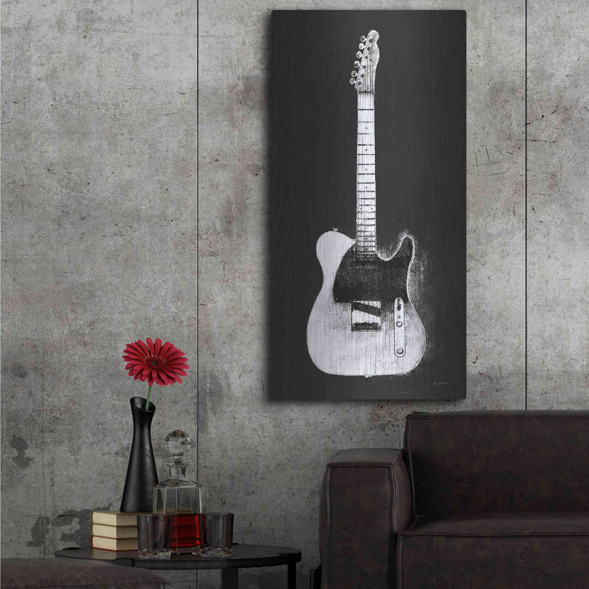 Luxe Metal Art 'Garage Band I Wb' by Mike Schick, Metal Wall Art,24x48