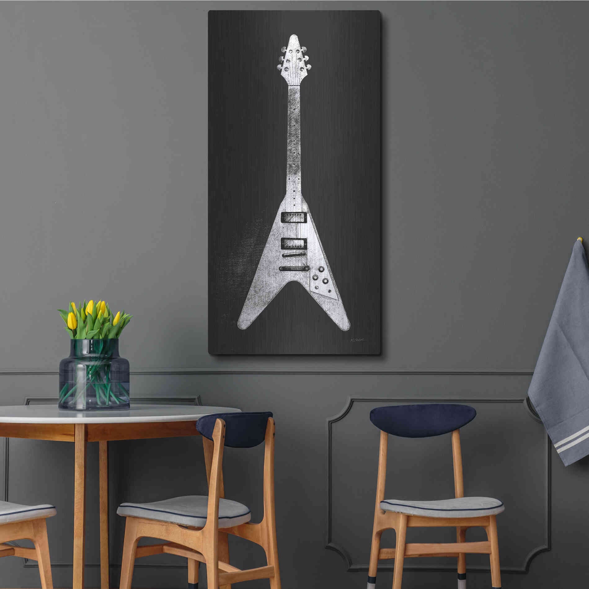 Luxe Metal Art 'Garage Band III Wb' by Mike Schick, Metal Wall Art,24x48