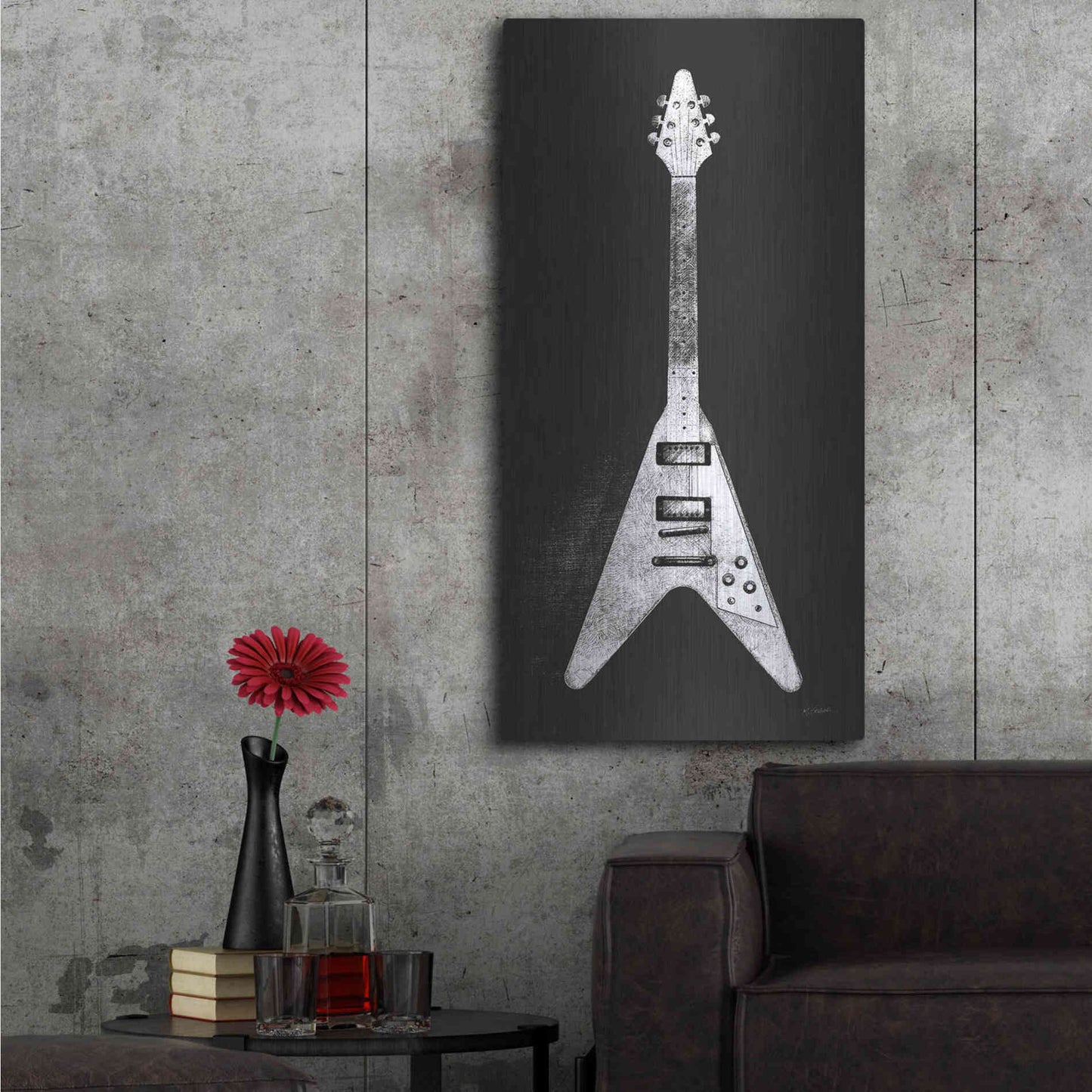 Luxe Metal Art 'Garage Band III Wb' by Mike Schick, Metal Wall Art,24x48