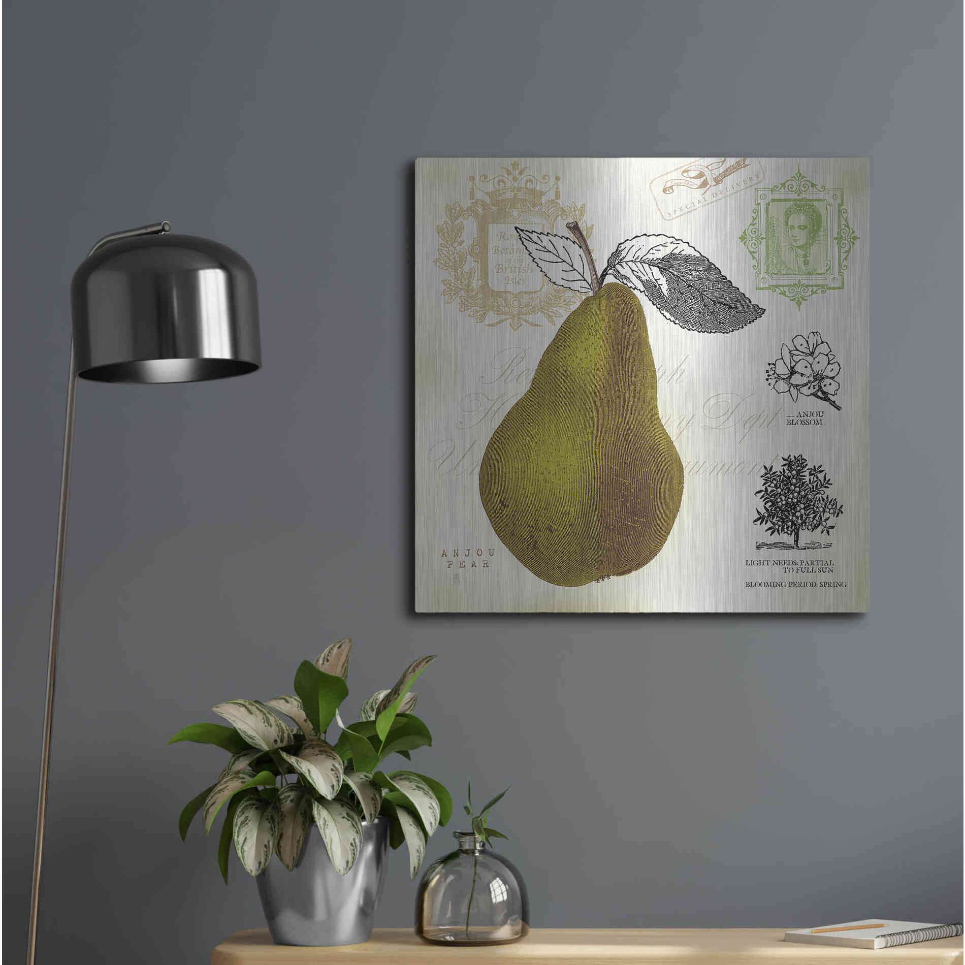 Luxe Metal Art 'Pear Notes' by Studio Mousseau, Metal Wall Art,24x24