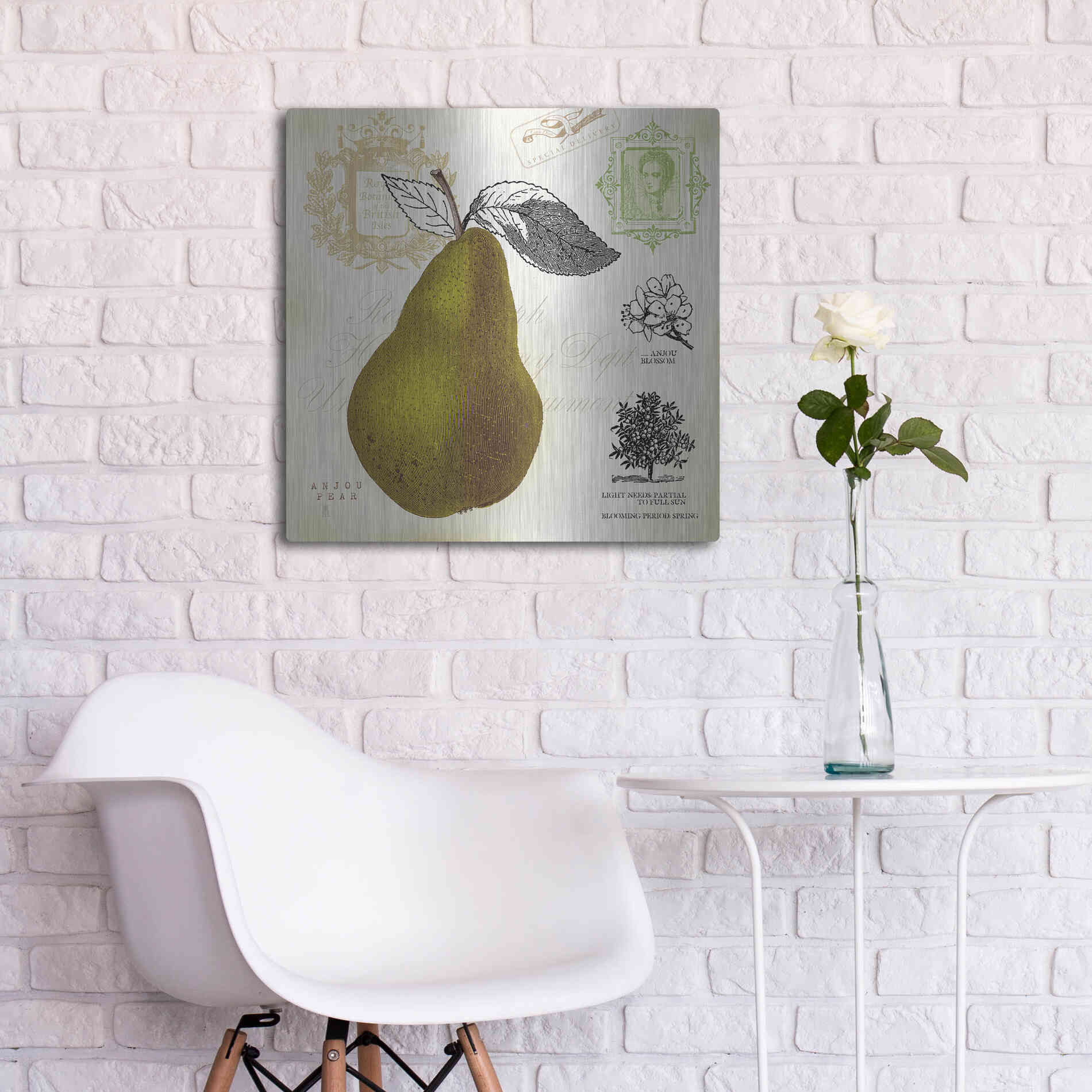 Luxe Metal Art 'Pear Notes' by Studio Mousseau, Metal Wall Art,24x24