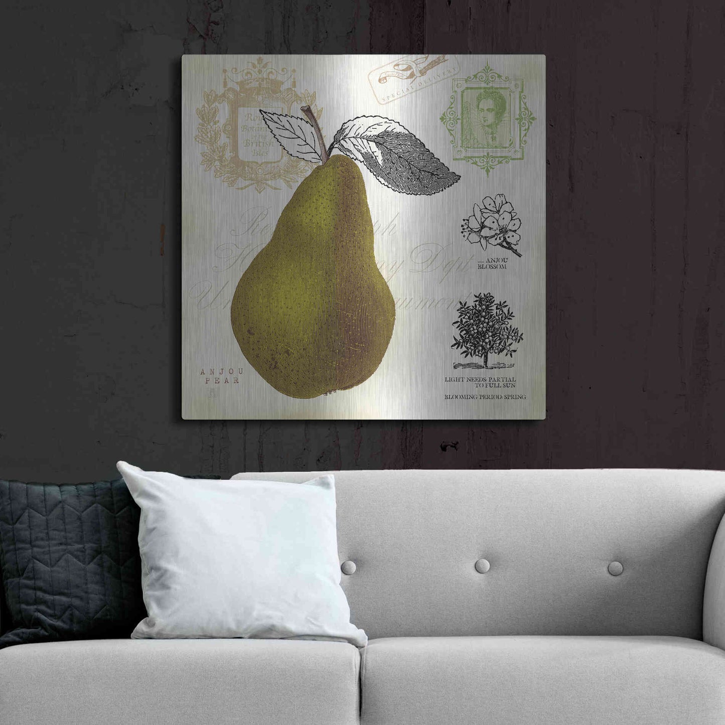 Luxe Metal Art 'Pear Notes' by Studio Mousseau, Metal Wall Art,36x36