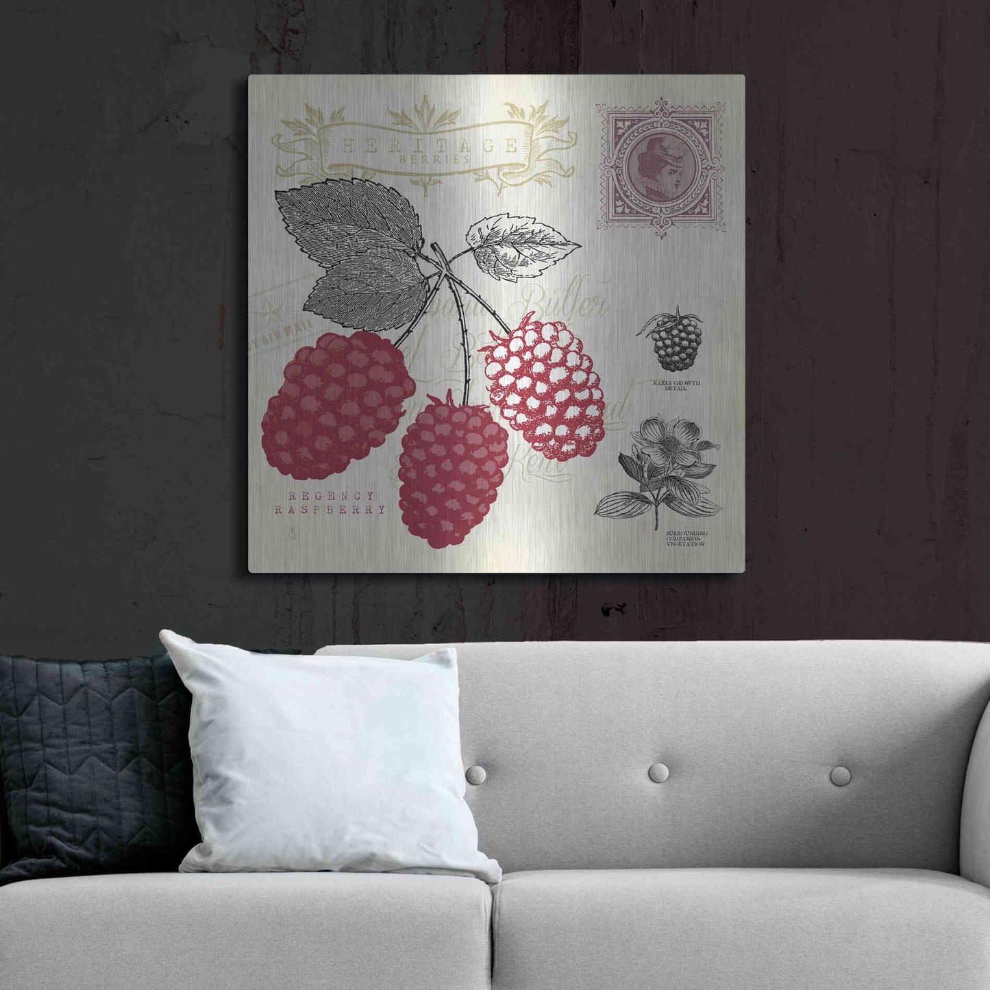 Luxe Metal Art 'Raspberry Notes' by Studio Mousseau, Metal Wall Art,36x36