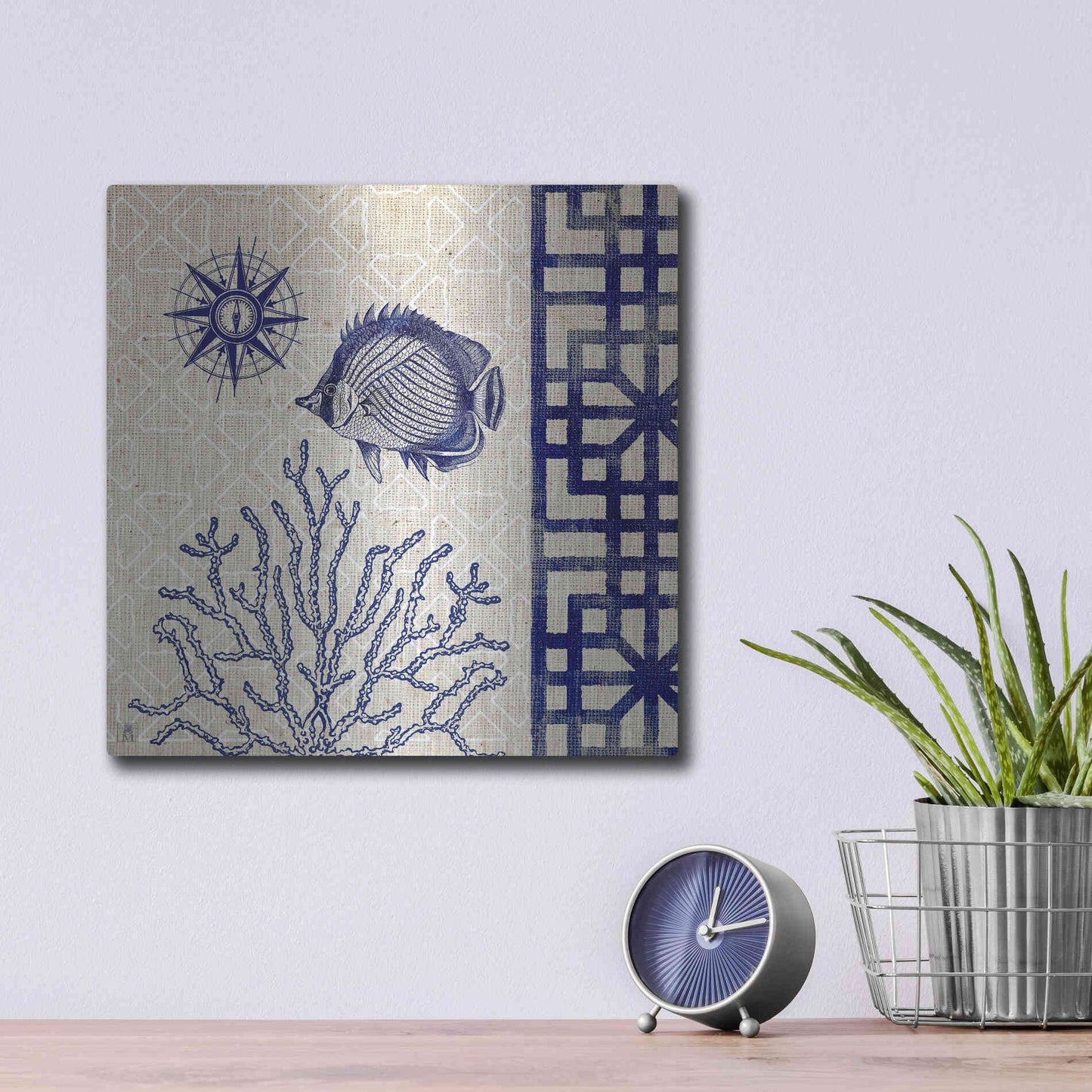 Luxe Metal Art 'Sea Shore Square II' by Studio Mousseau, Metal Wall Art,12x12