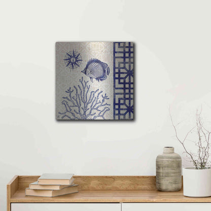 Luxe Metal Art 'Sea Shore Square II' by Studio Mousseau, Metal Wall Art,12x12