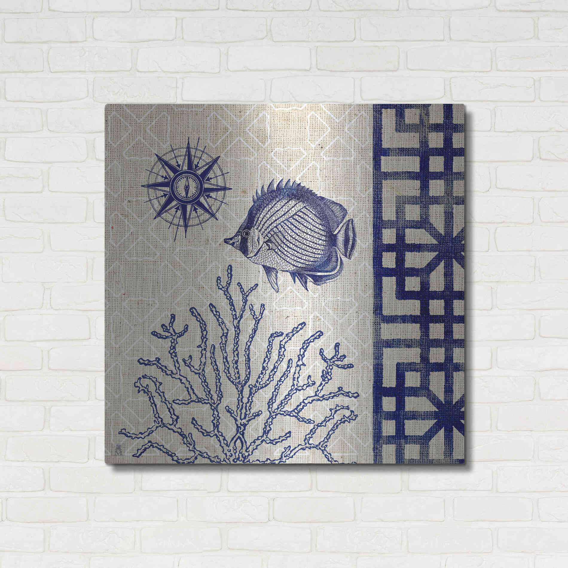 Luxe Metal Art 'Sea Shore Square II' by Studio Mousseau, Metal Wall Art,36x36