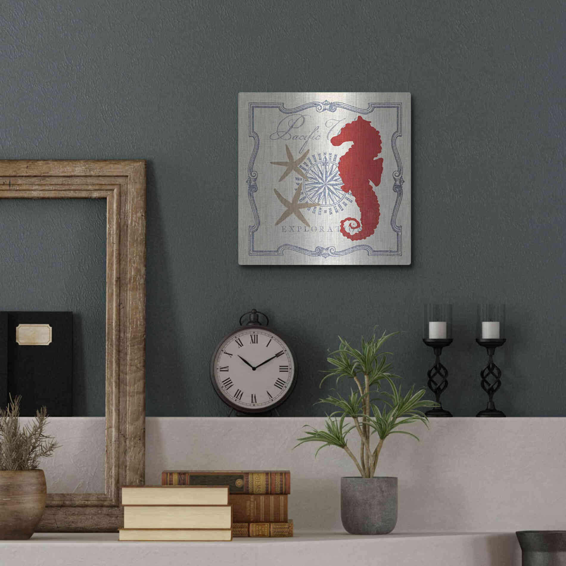 Luxe Metal Art 'Pacific Seahorse' by Studio Mousseau, Metal Wall Art,12x12