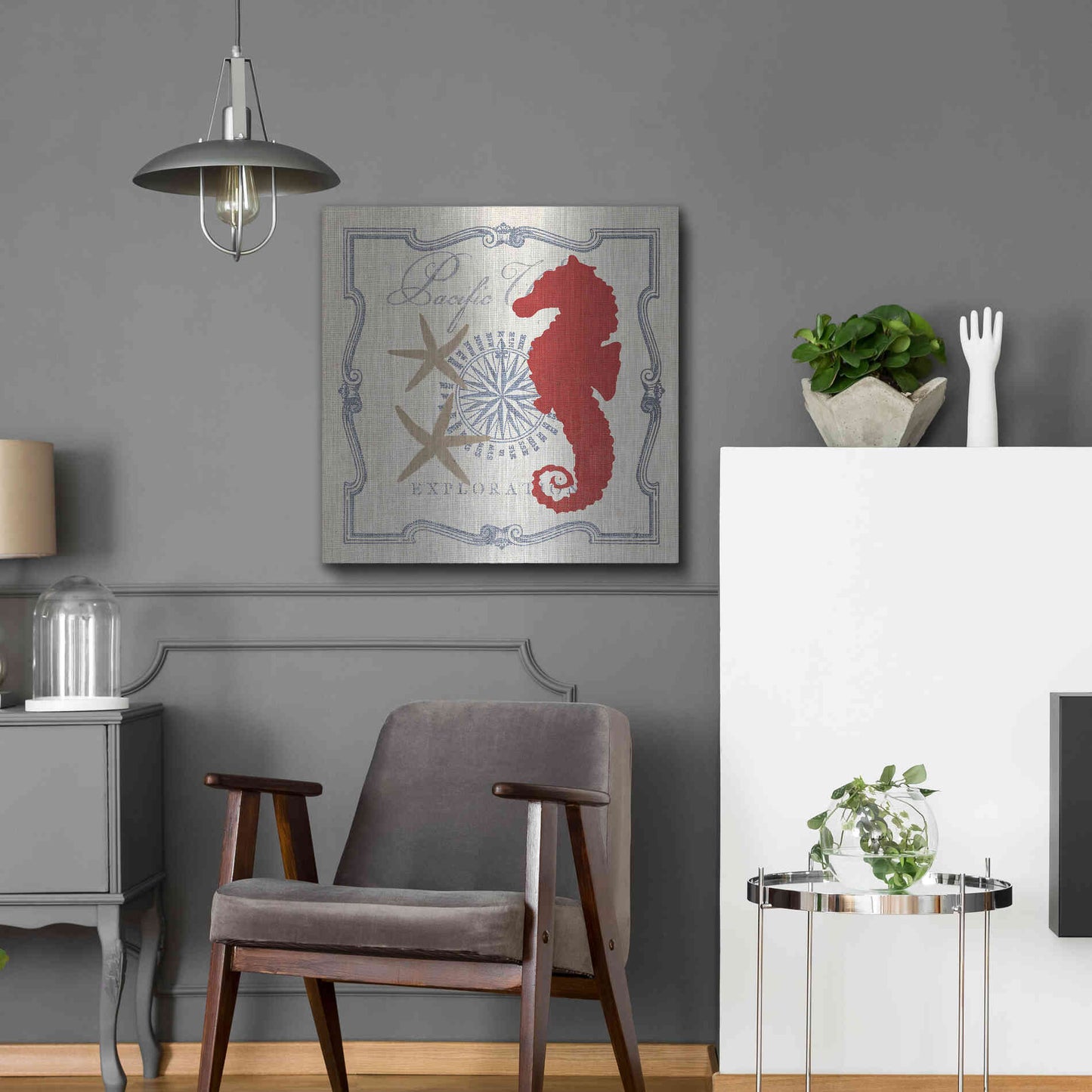 Luxe Metal Art 'Pacific Seahorse' by Studio Mousseau, Metal Wall Art,24x24