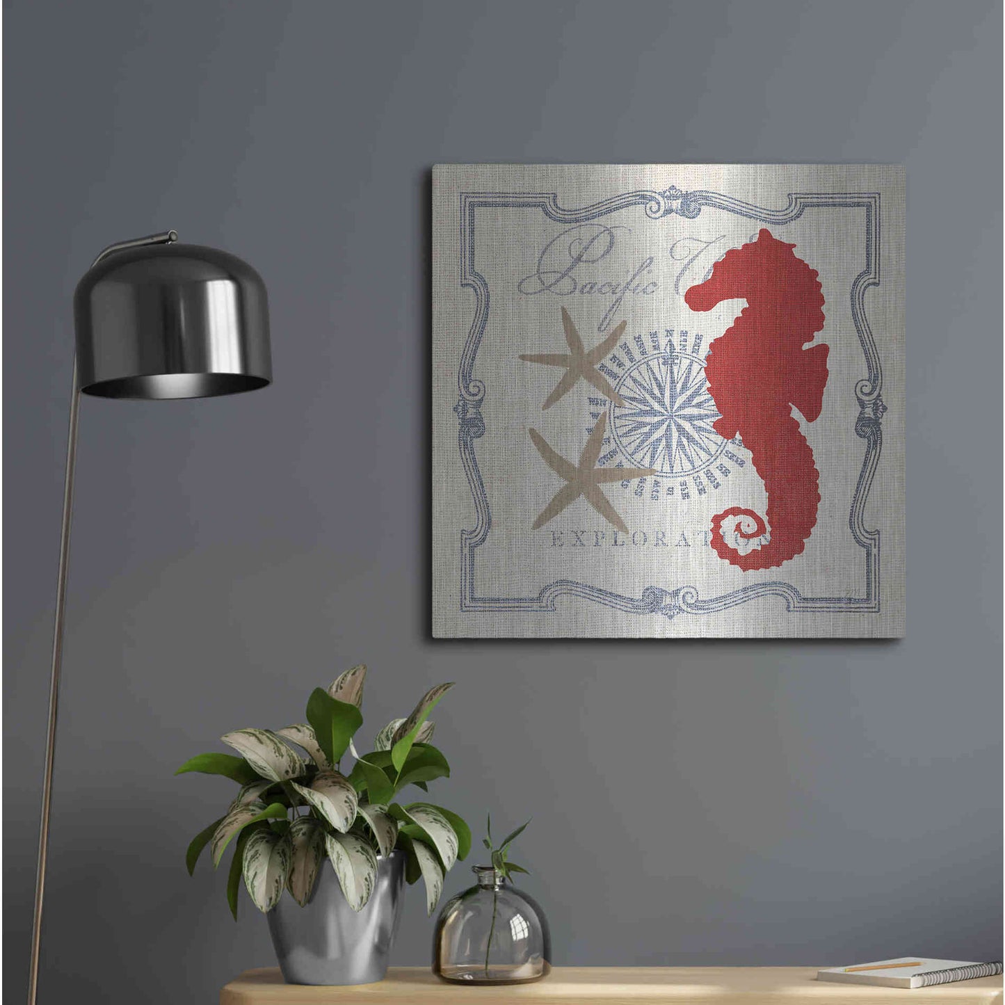 Luxe Metal Art 'Pacific Seahorse' by Studio Mousseau, Metal Wall Art,24x24