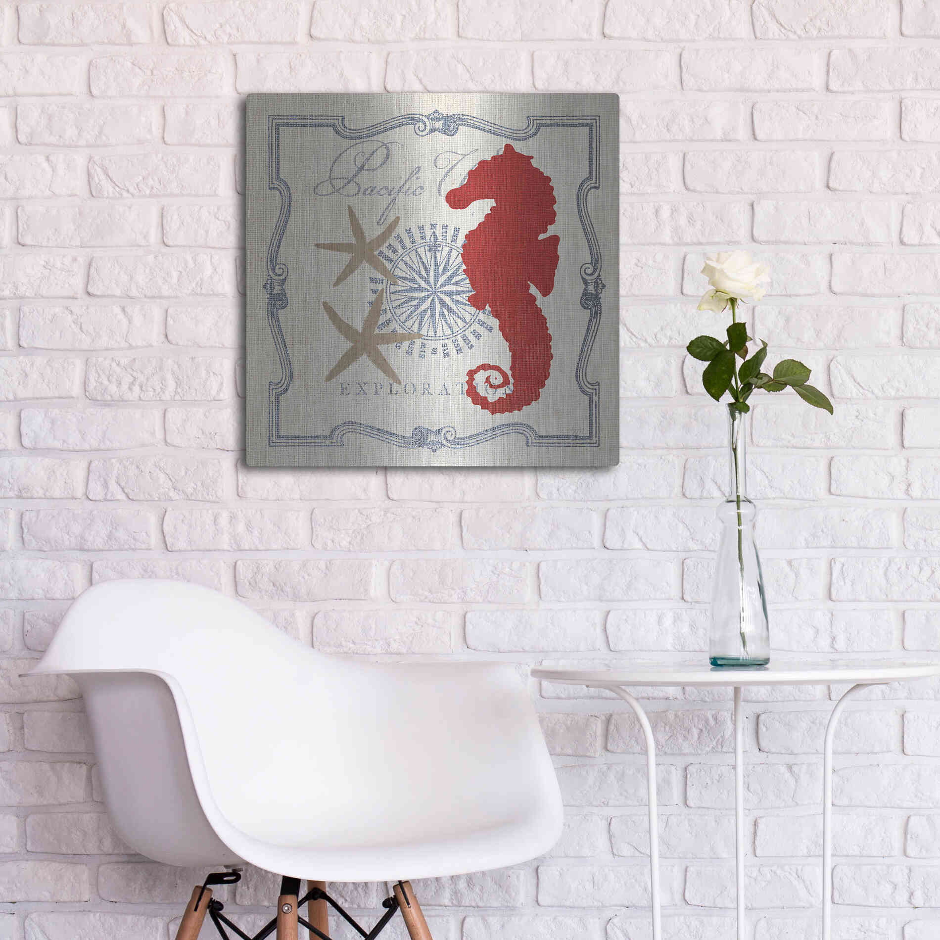 Luxe Metal Art 'Pacific Seahorse' by Studio Mousseau, Metal Wall Art,24x24