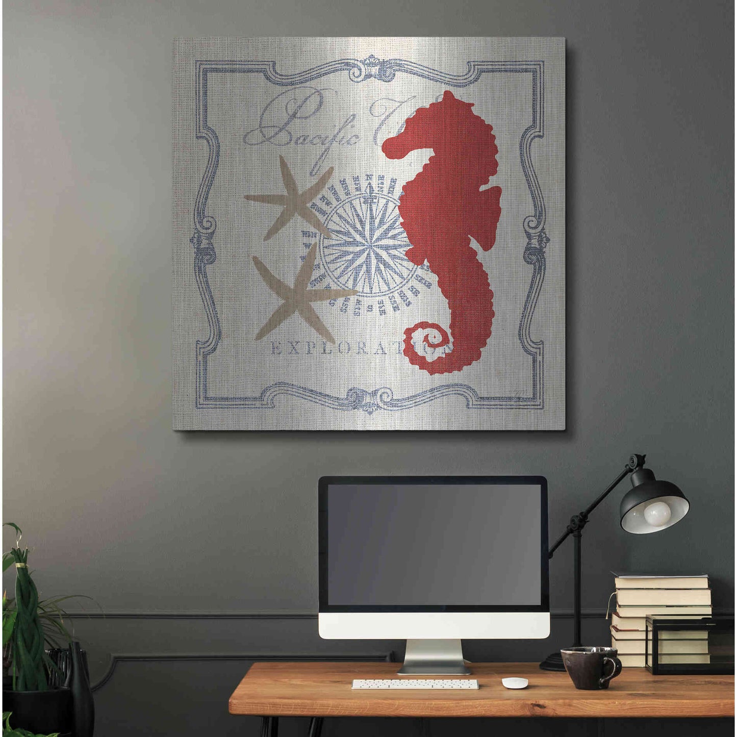 Luxe Metal Art 'Pacific Seahorse' by Studio Mousseau, Metal Wall Art,36x36