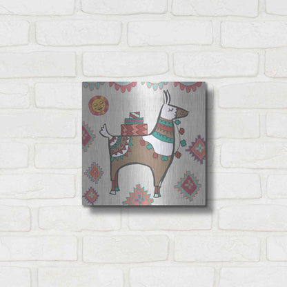 Luxe Metal Art 'Playful Llamas I' by Farida Zaman, Metal Wall Art,12x12