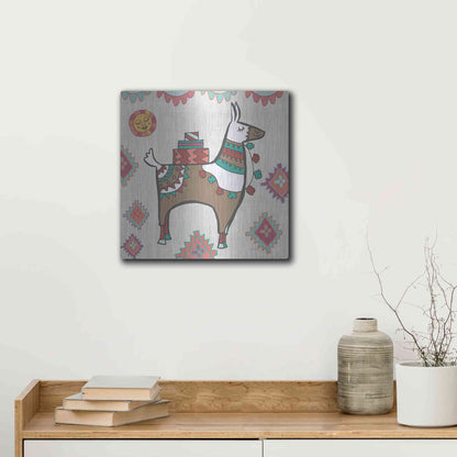 Luxe Metal Art 'Playful Llamas I' by Farida Zaman, Metal Wall Art,12x12