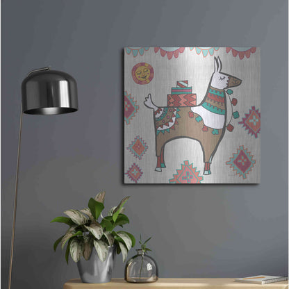 Luxe Metal Art 'Playful Llamas I' by Farida Zaman, Metal Wall Art,24x24