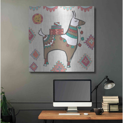 Luxe Metal Art 'Playful Llamas I' by Farida Zaman, Metal Wall Art,36x36