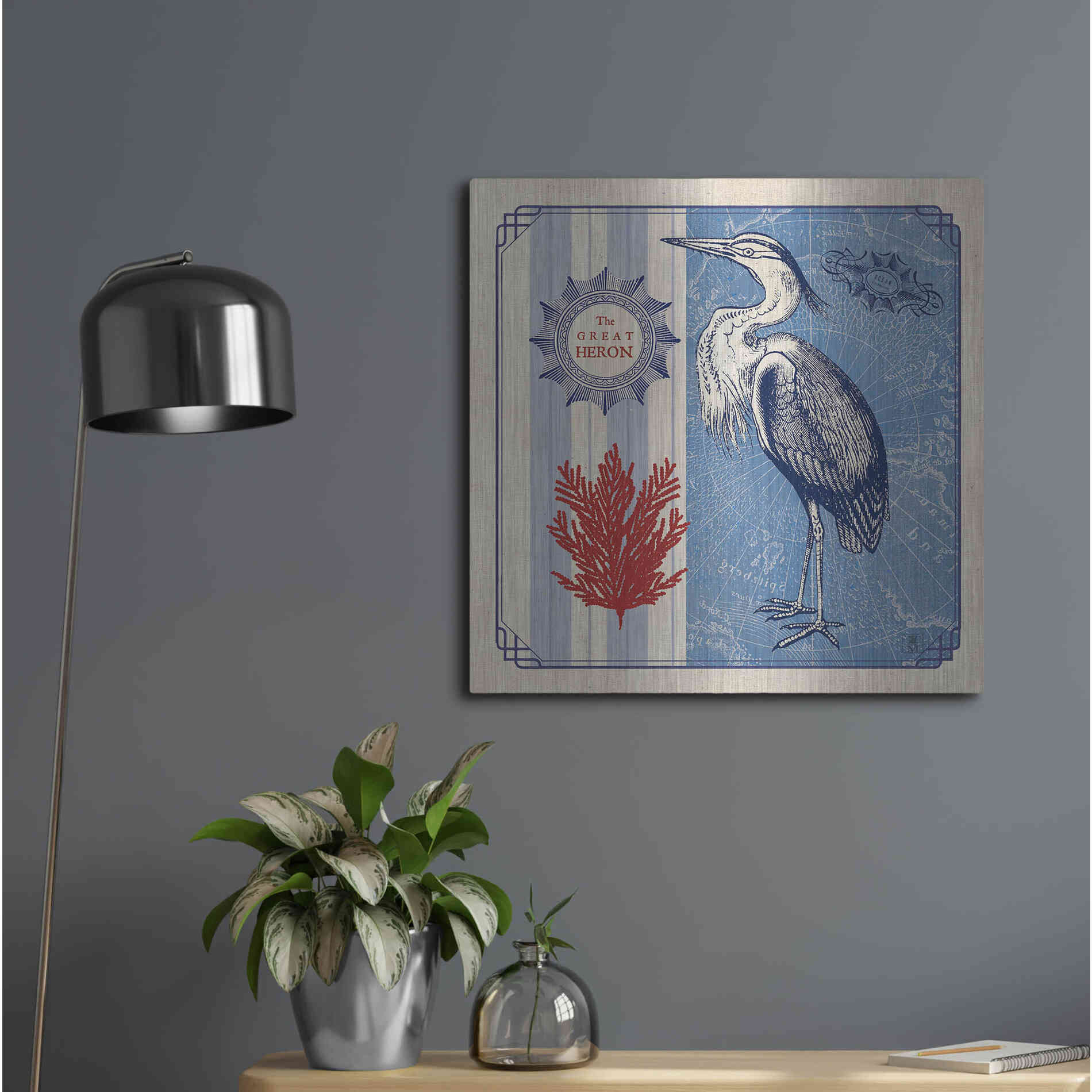 Luxe Metal Art 'Sea Bird IV' by Studio Mousseau, Metal Wall Art,24x24