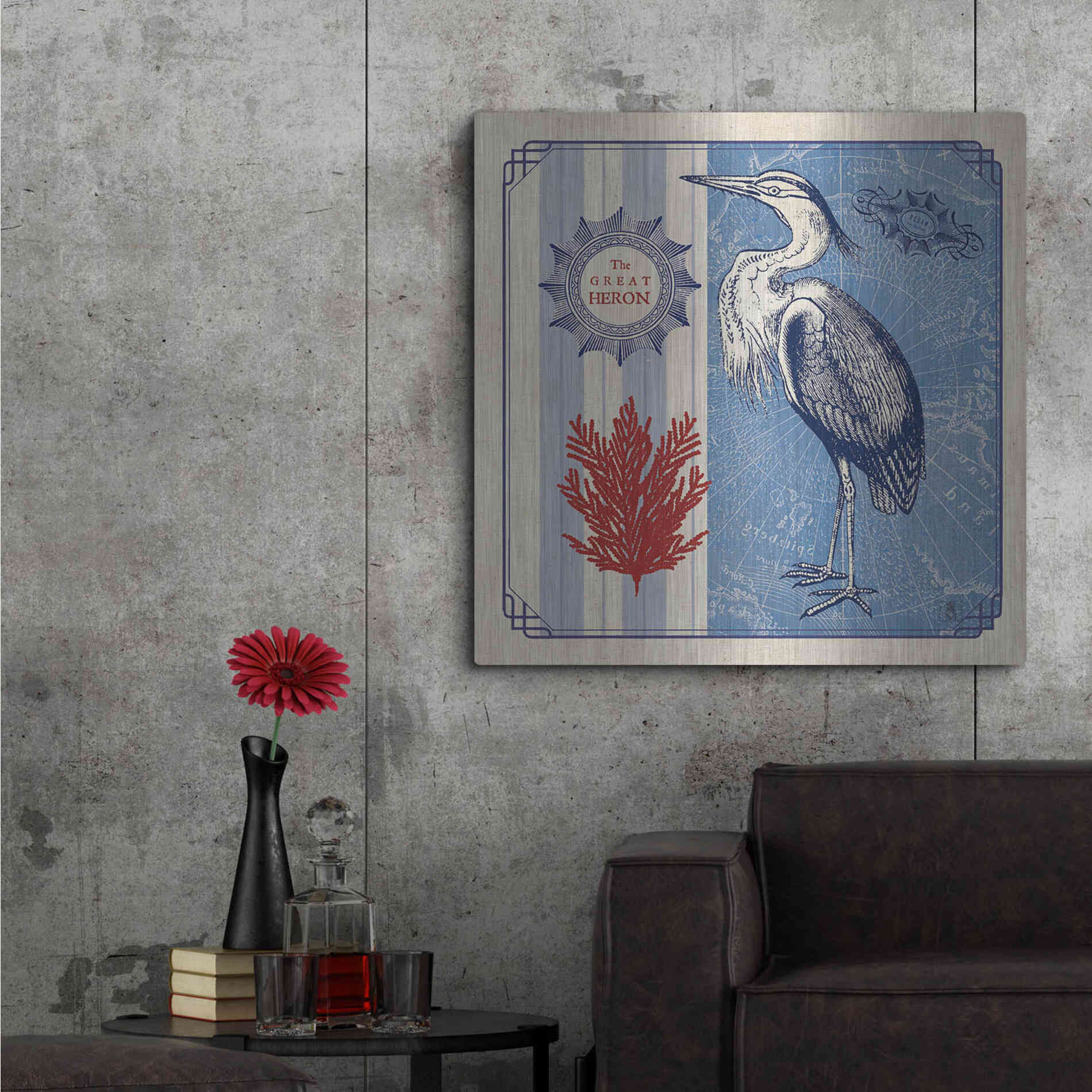 Luxe Metal Art 'Sea Bird IV' by Studio Mousseau, Metal Wall Art,36x36