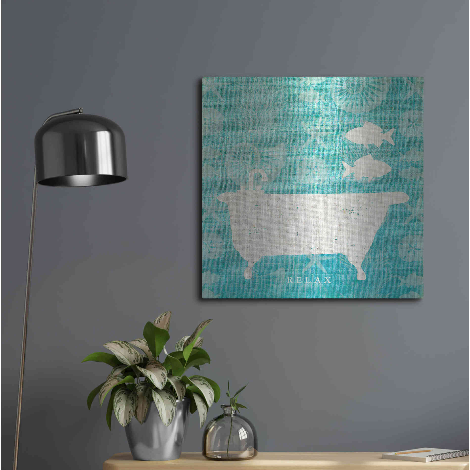 Luxe Metal Art 'Pacific Bath I' by Studio Mousseau, Metal Wall Art,24x24