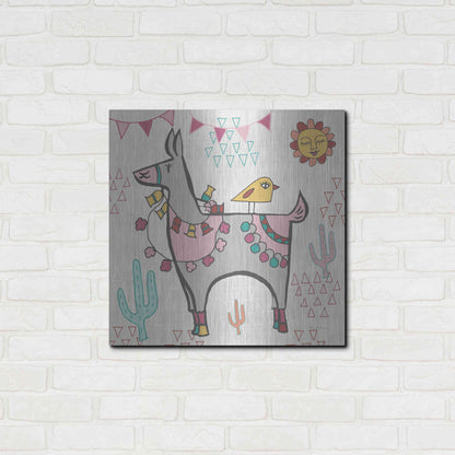 Luxe Metal Art 'Playful Llamas II' by Farida Zaman, Metal Wall Art,24x24