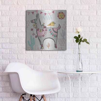 Luxe Metal Art 'Playful Llamas II' by Farida Zaman, Metal Wall Art,24x24