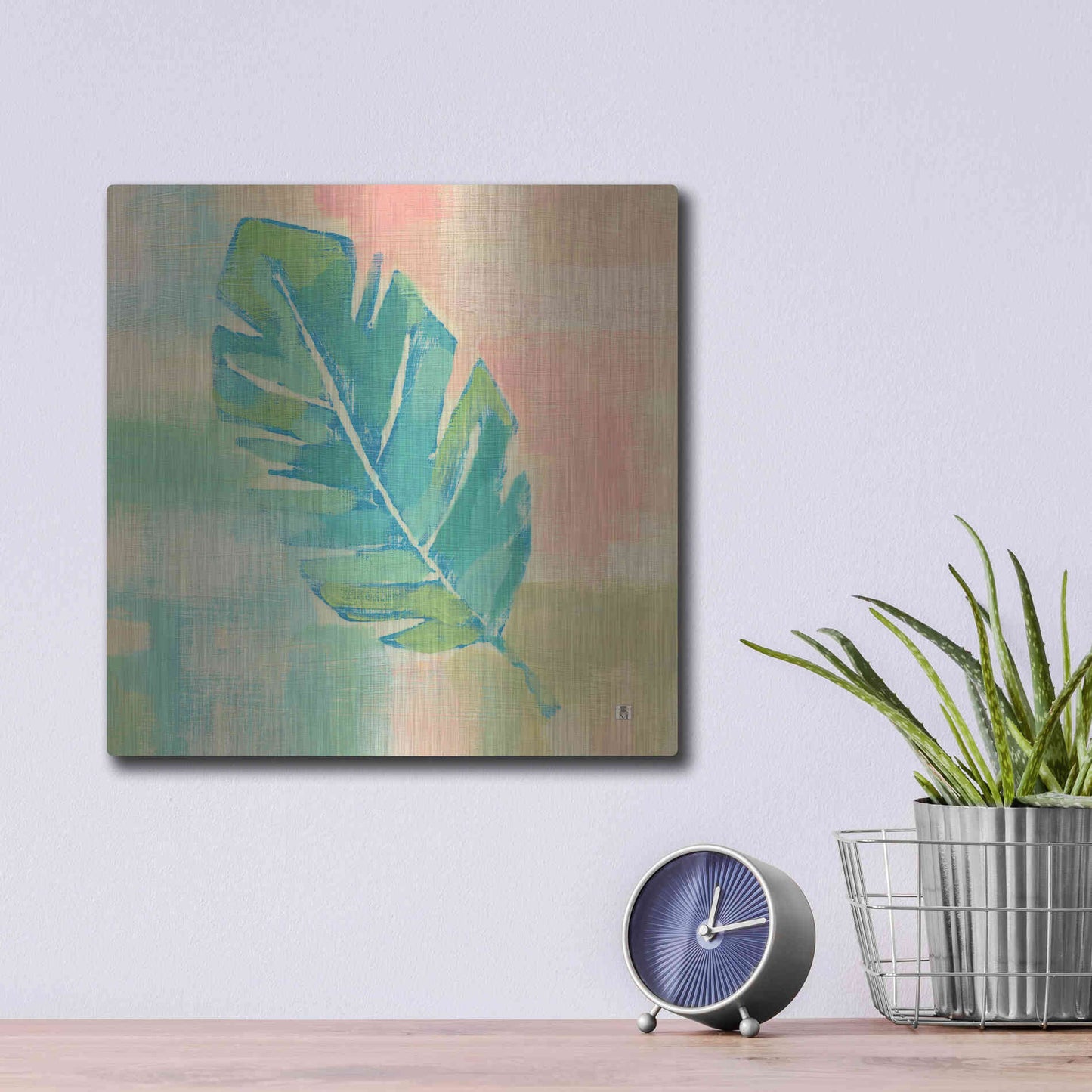 Luxe Metal Art 'Beach Cove Leaves III' by Studio Mousseau, Metal Wall Art,12x12