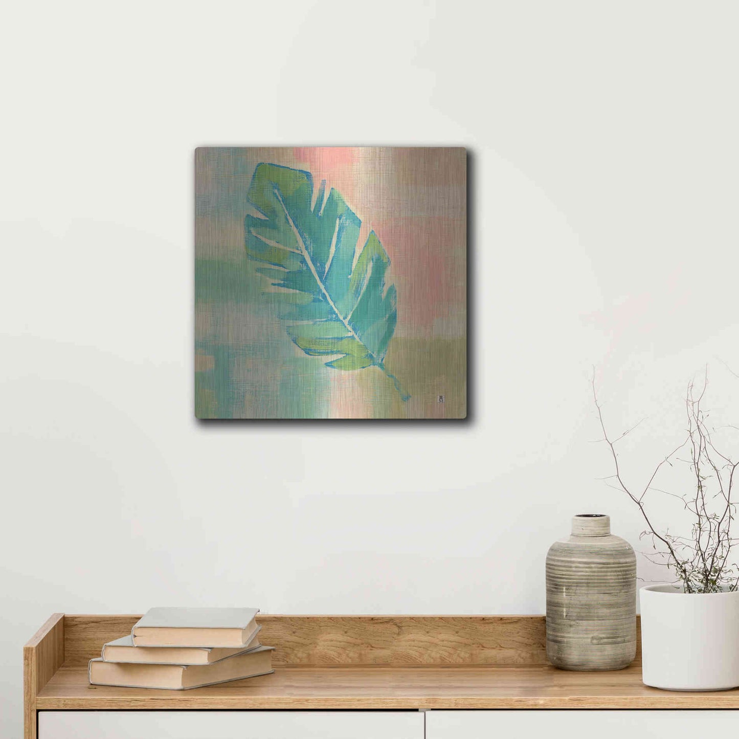 Luxe Metal Art 'Beach Cove Leaves III' by Studio Mousseau, Metal Wall Art,12x12