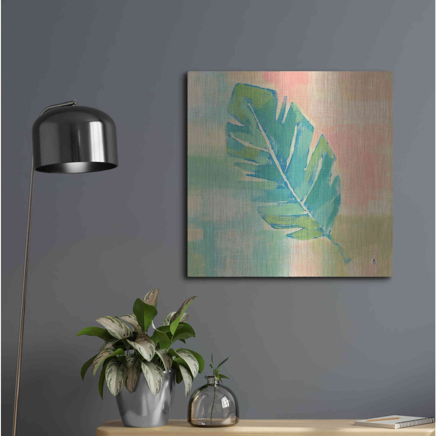 Luxe Metal Art 'Beach Cove Leaves III' by Studio Mousseau, Metal Wall Art,24x24