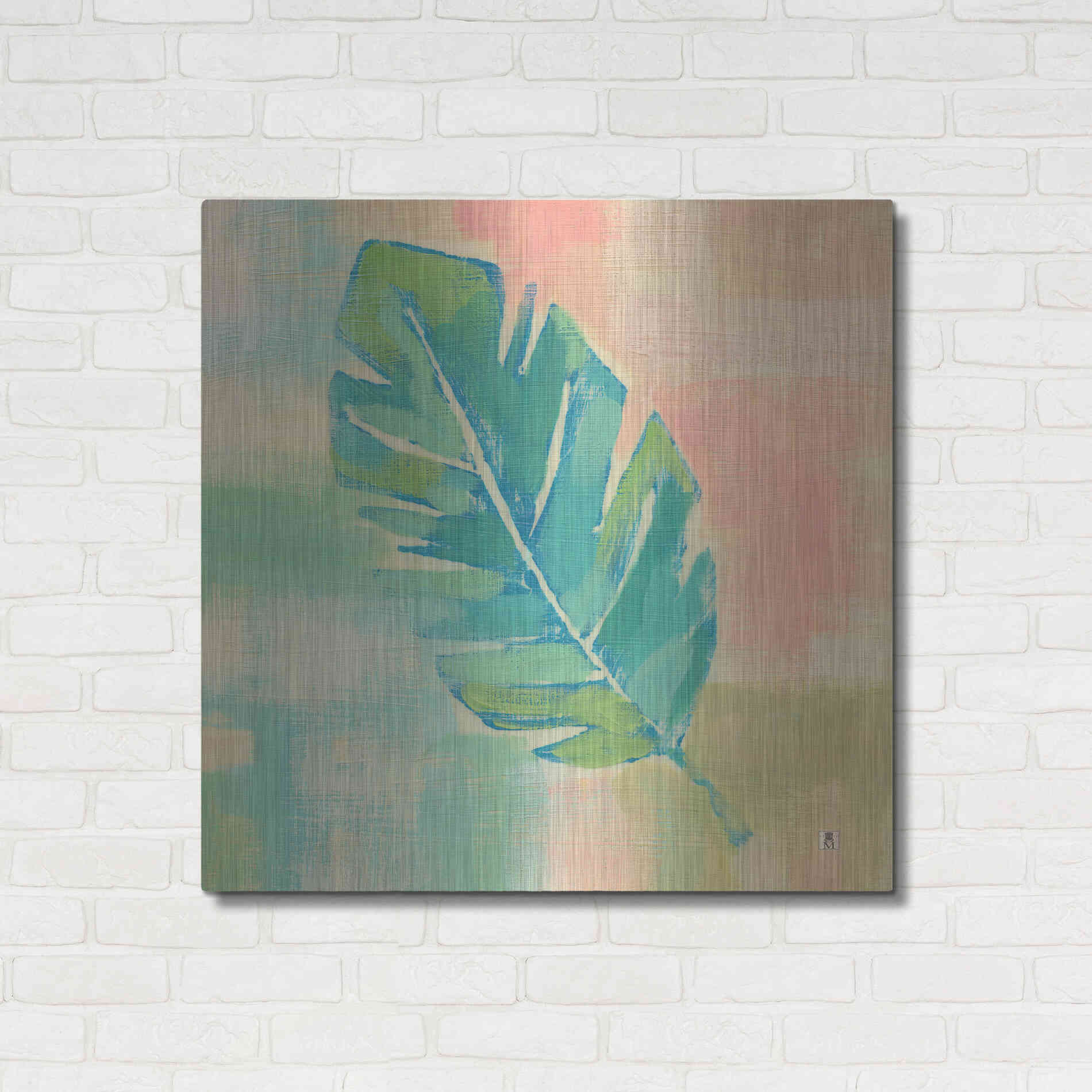 Luxe Metal Art 'Beach Cove Leaves III' by Studio Mousseau, Metal Wall Art,36x36