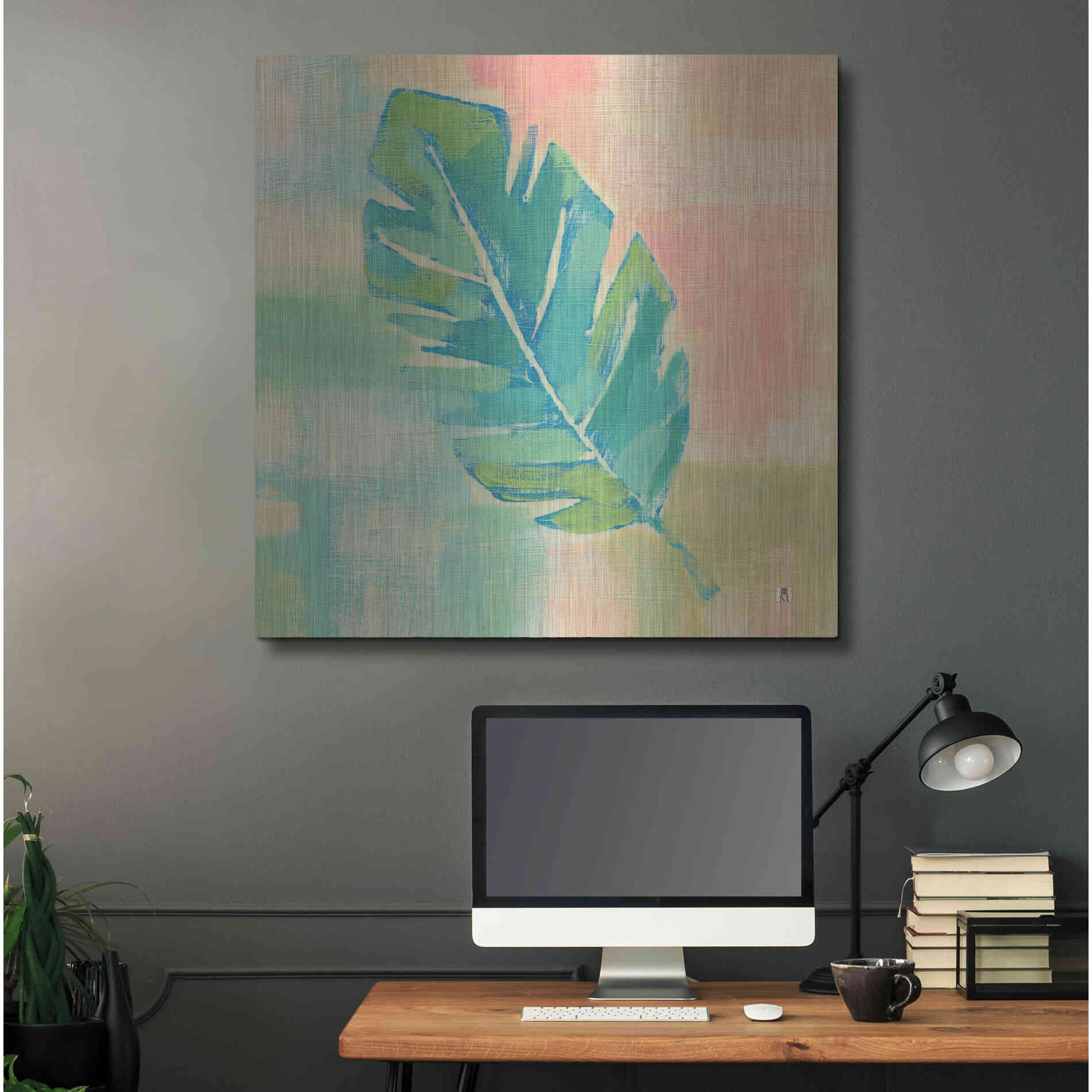 Luxe Metal Art 'Beach Cove Leaves III' by Studio Mousseau, Metal Wall Art,36x36