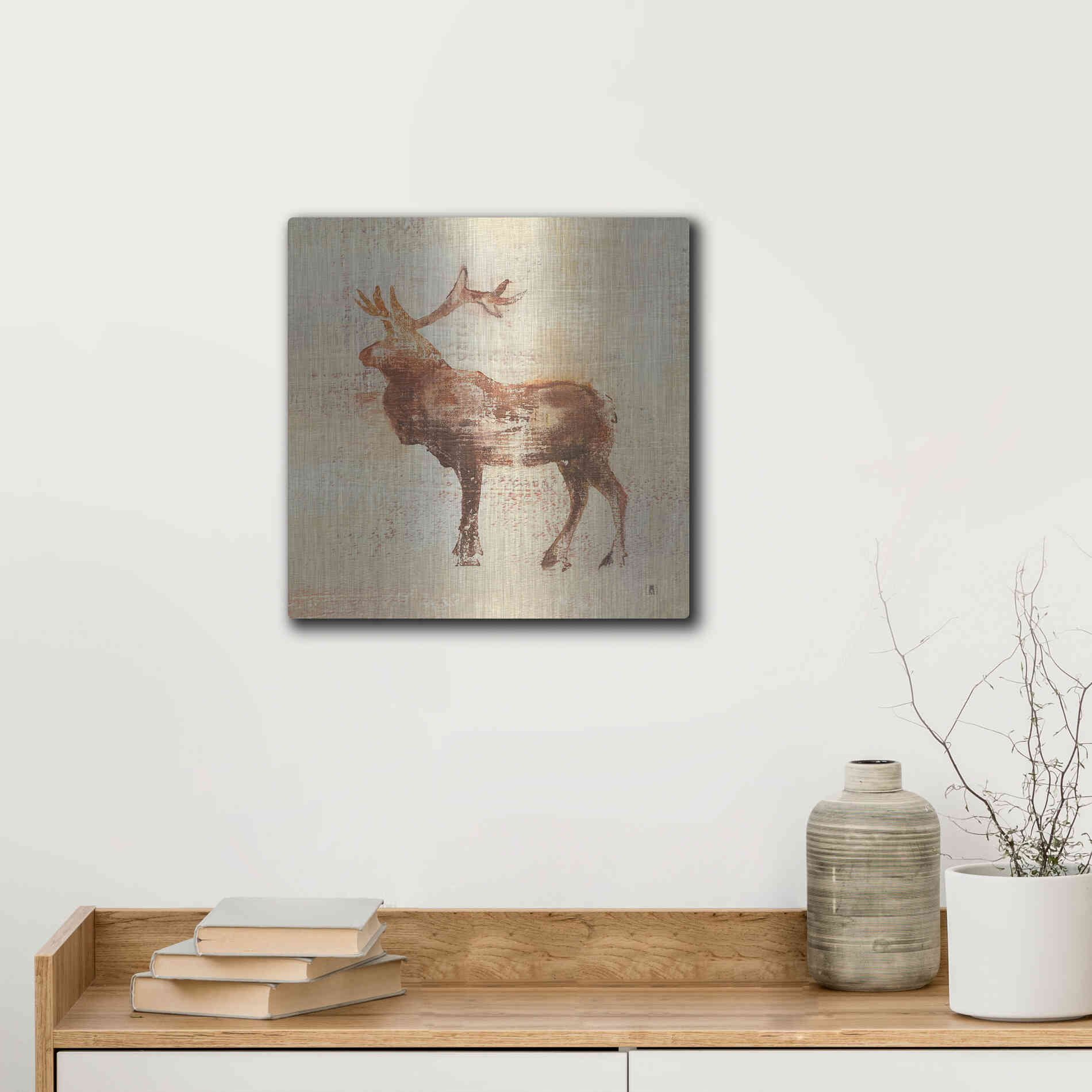 Luxe Metal Art 'Elk Study' by Studio Mousseau, Metal Wall Art,12x12