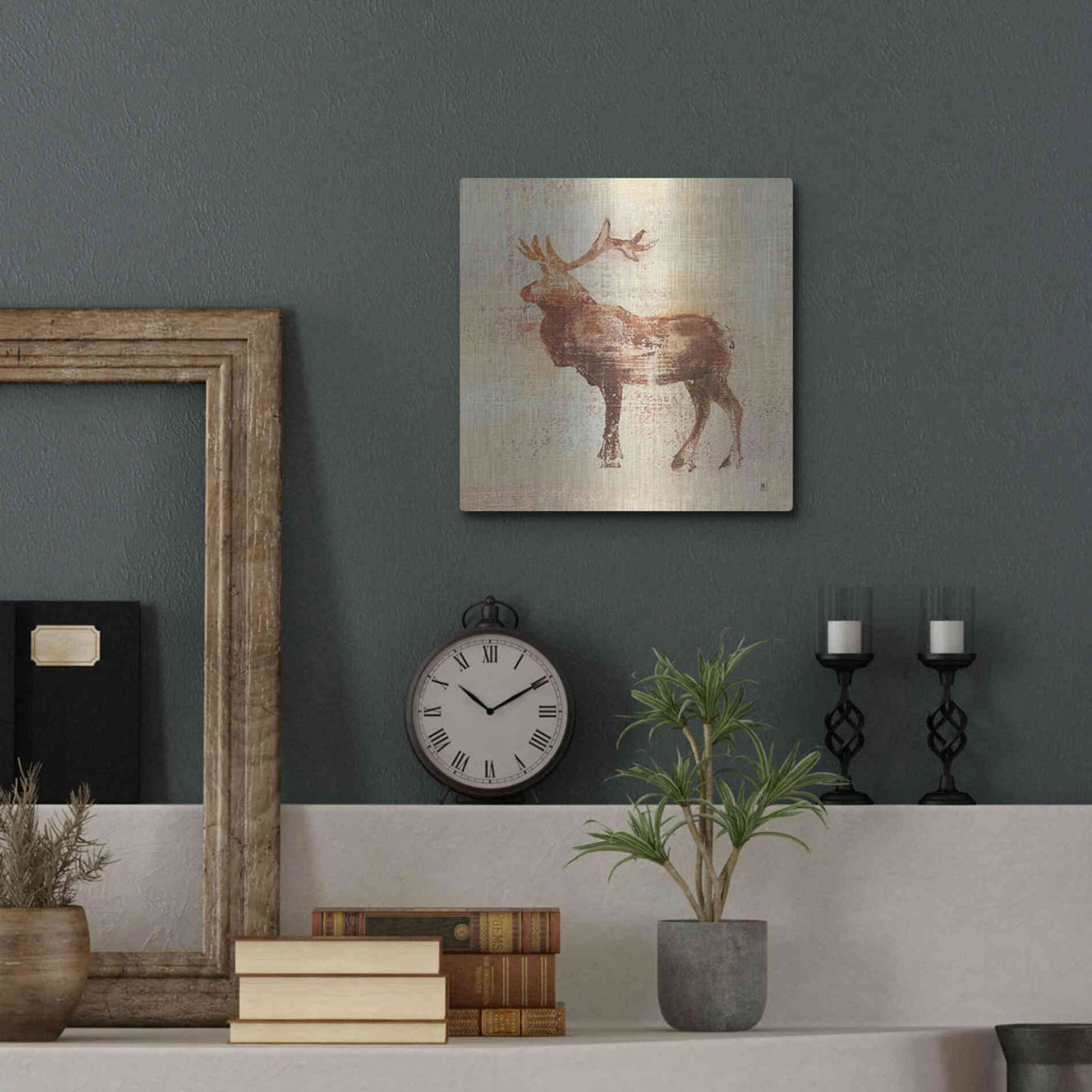 Luxe Metal Art 'Elk Study' by Studio Mousseau, Metal Wall Art,12x12