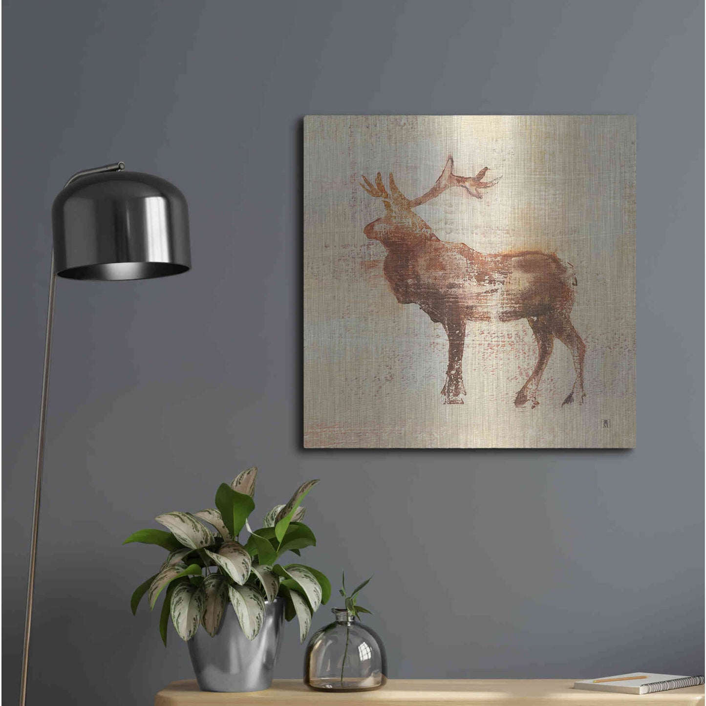 Luxe Metal Art 'Elk Study' by Studio Mousseau, Metal Wall Art,24x24