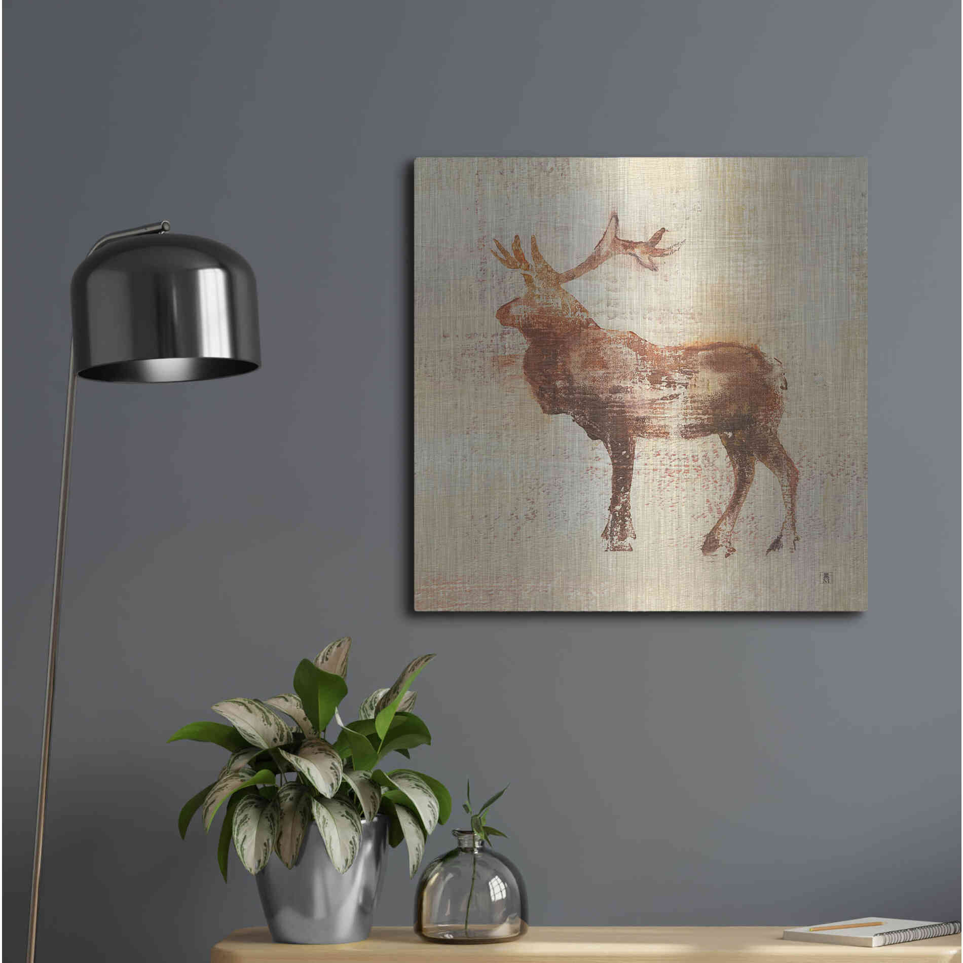 Luxe Metal Art 'Elk Study' by Studio Mousseau, Metal Wall Art,24x24