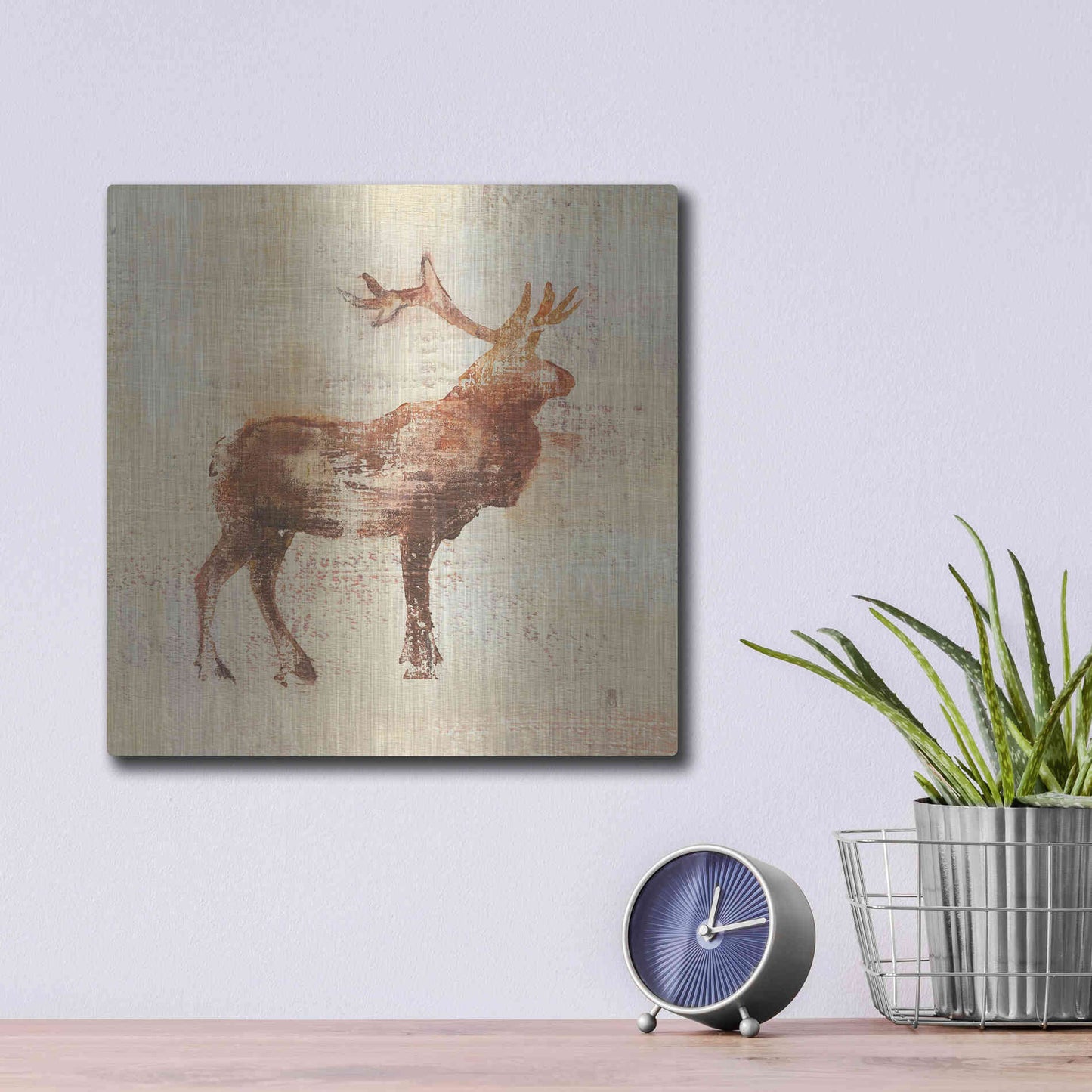 Luxe Metal Art 'Elk Study v2' by Studio Mousseau, Metal Wall Art,12x12