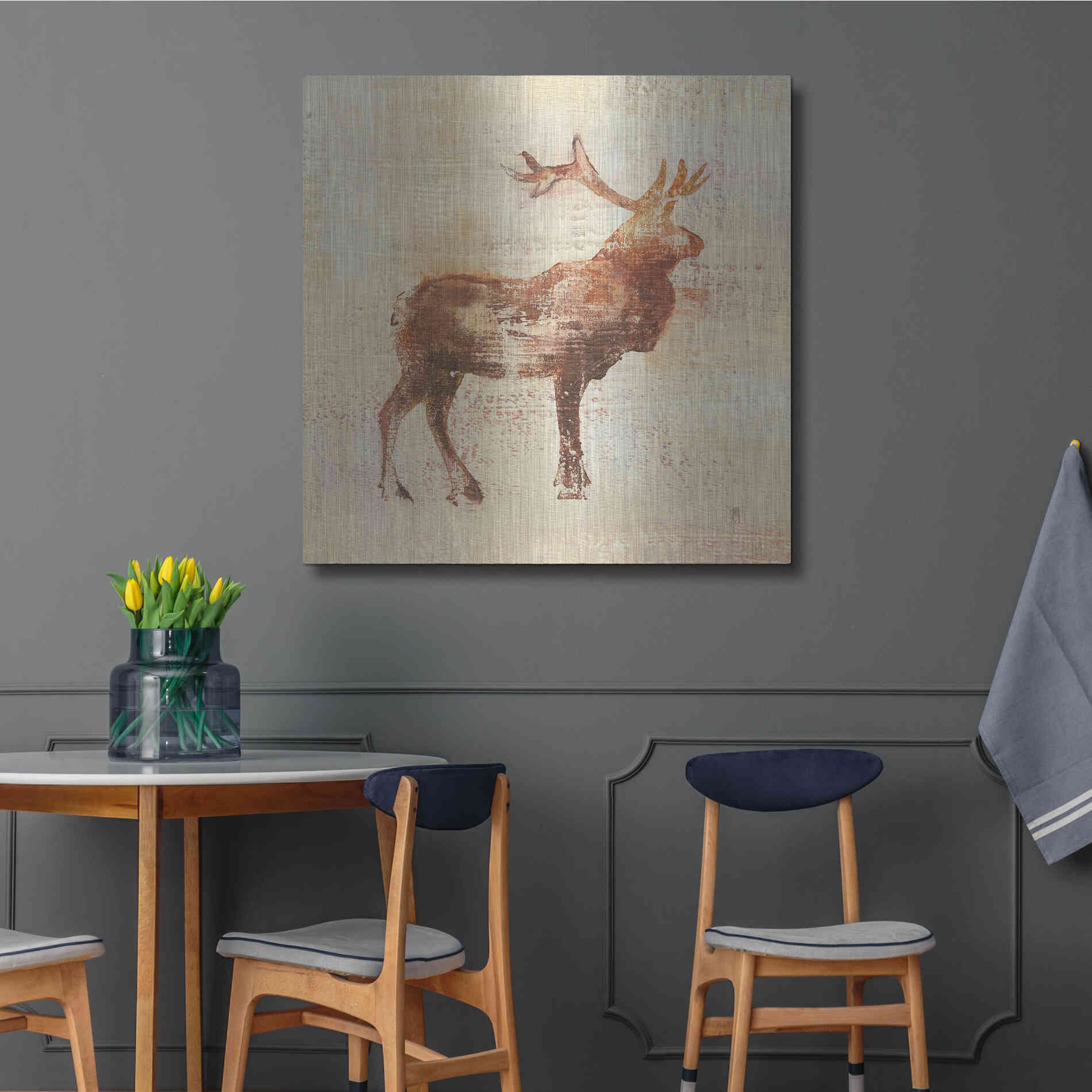 Luxe Metal Art 'Elk Study v2' by Studio Mousseau, Metal Wall Art,36x36