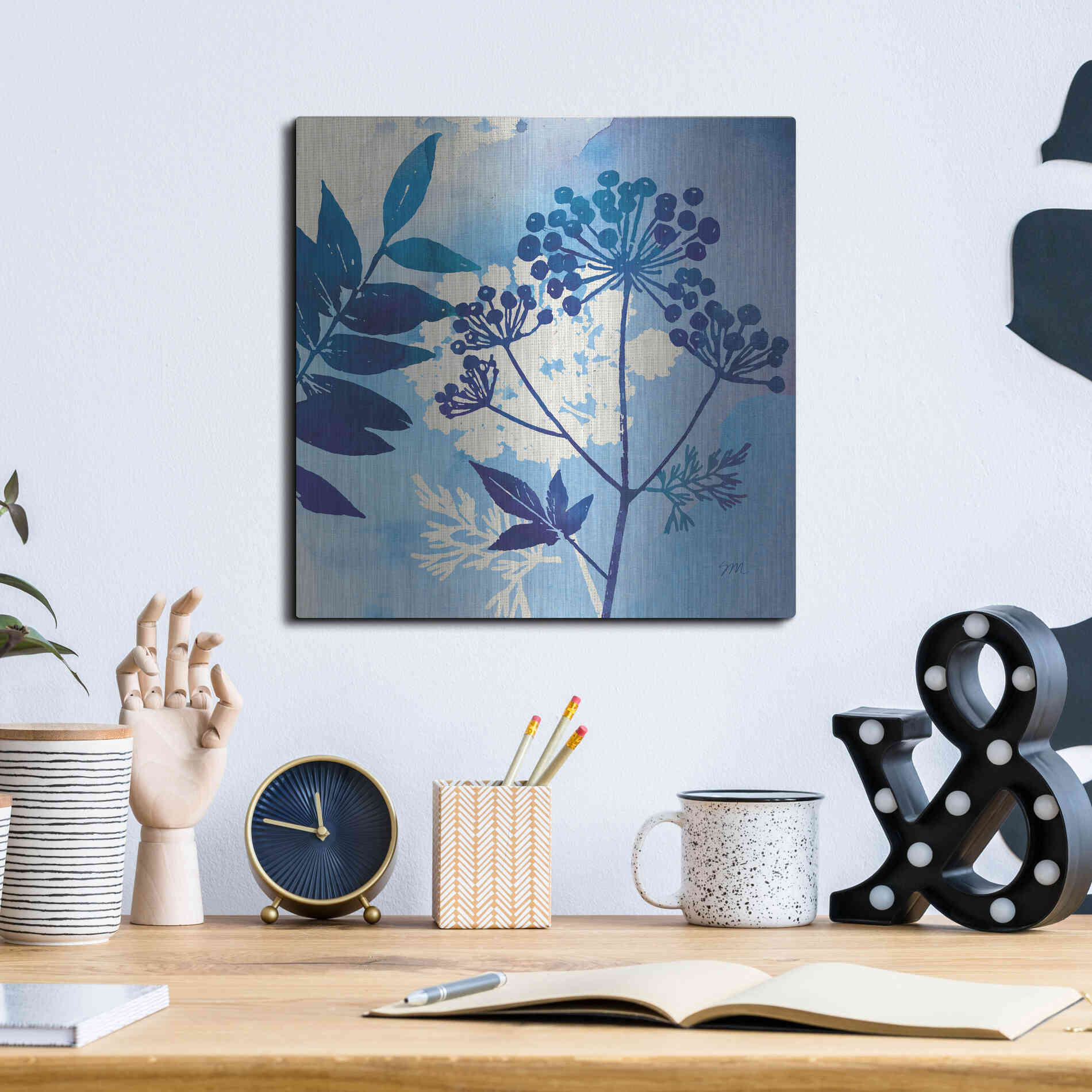 Luxe Metal Art 'Blue Sky Garden I' by Studio Mousseau, Metal Wall Art,12x12