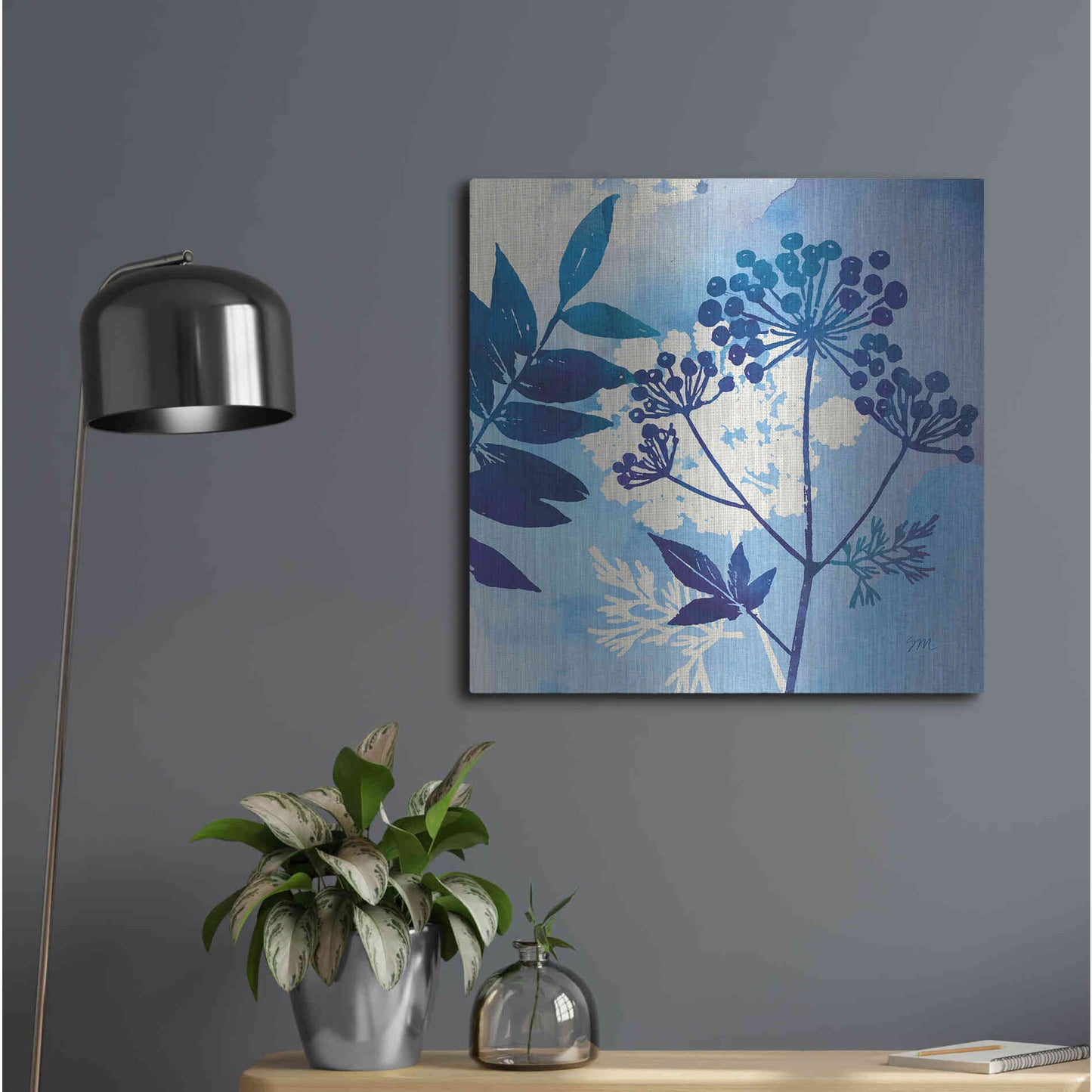 Luxe Metal Art 'Blue Sky Garden I' by Studio Mousseau, Metal Wall Art,24x24