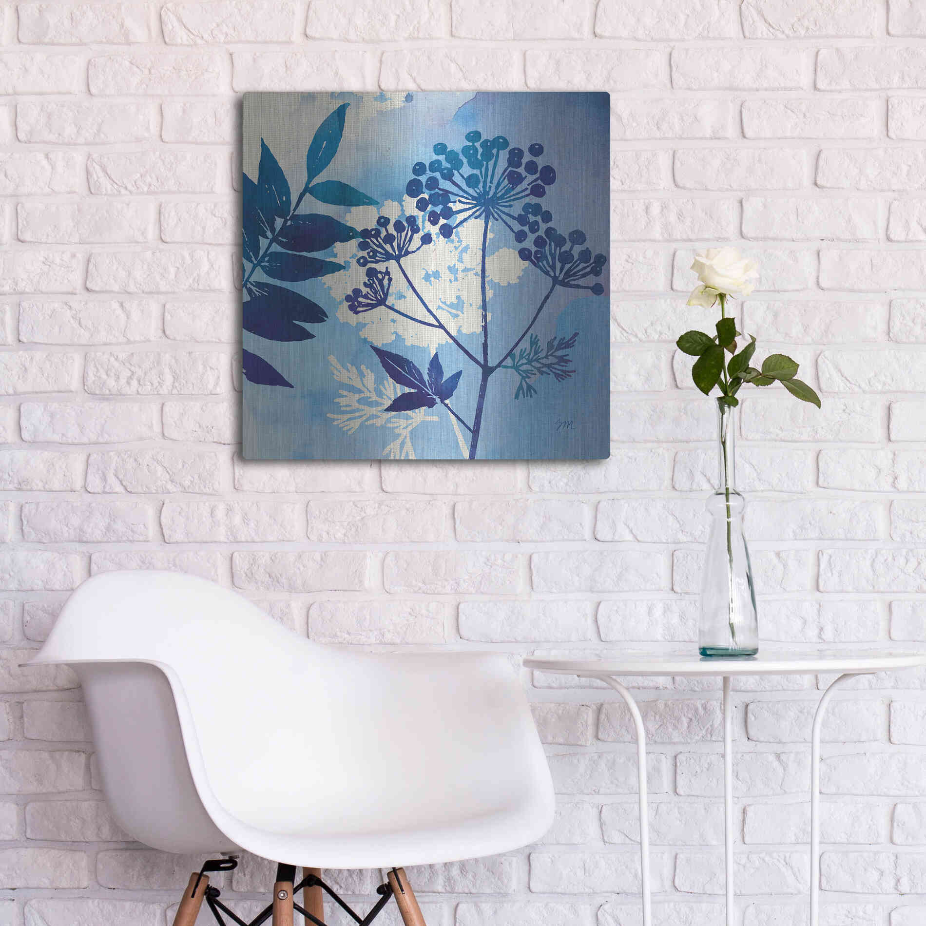 Luxe Metal Art 'Blue Sky Garden I' by Studio Mousseau, Metal Wall Art,24x24