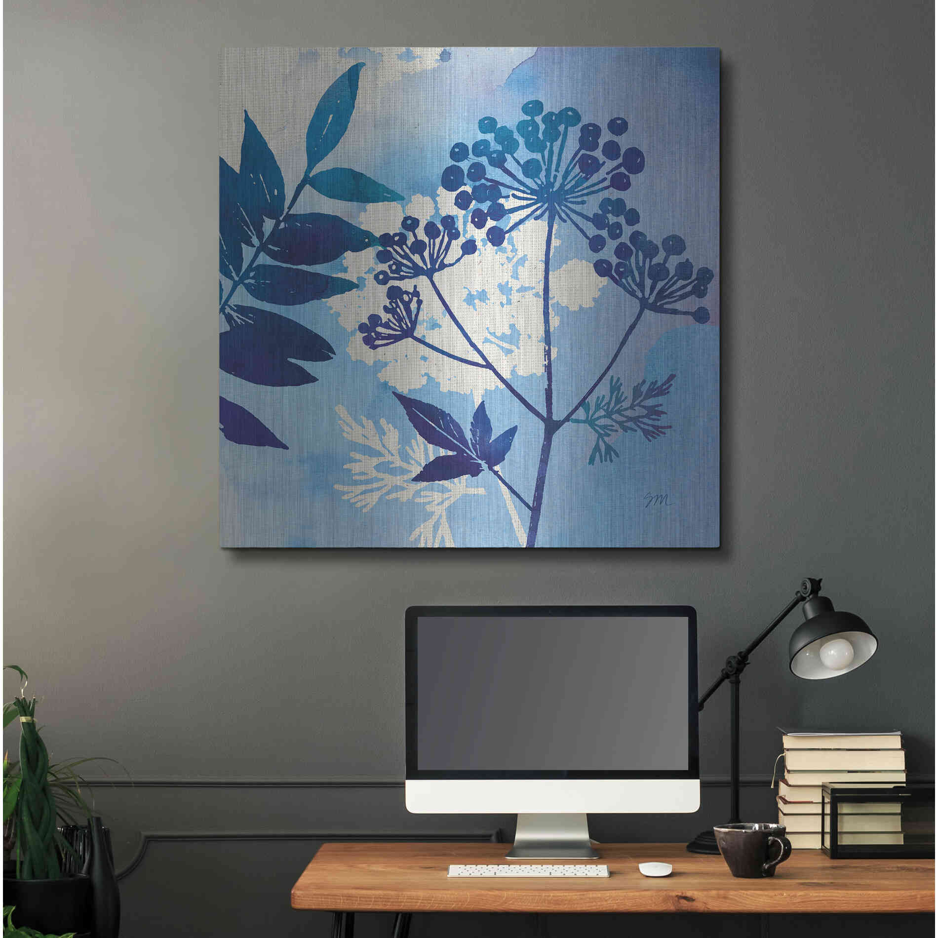 Luxe Metal Art 'Blue Sky Garden I' by Studio Mousseau, Metal Wall Art,36x36