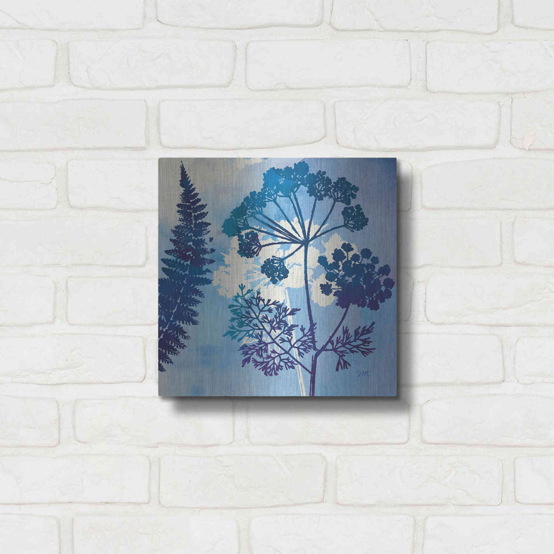 Luxe Metal Art 'Blue Sky Garden II' by Studio Mousseau, Metal Wall Art,12x12