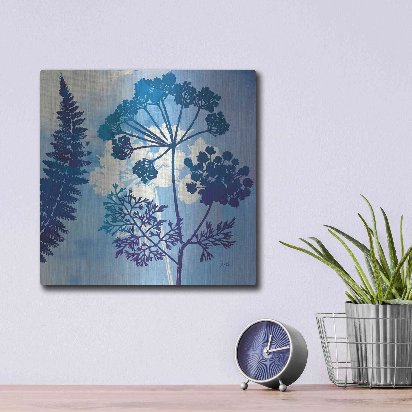 Luxe Metal Art 'Blue Sky Garden II' by Studio Mousseau, Metal Wall Art,12x12