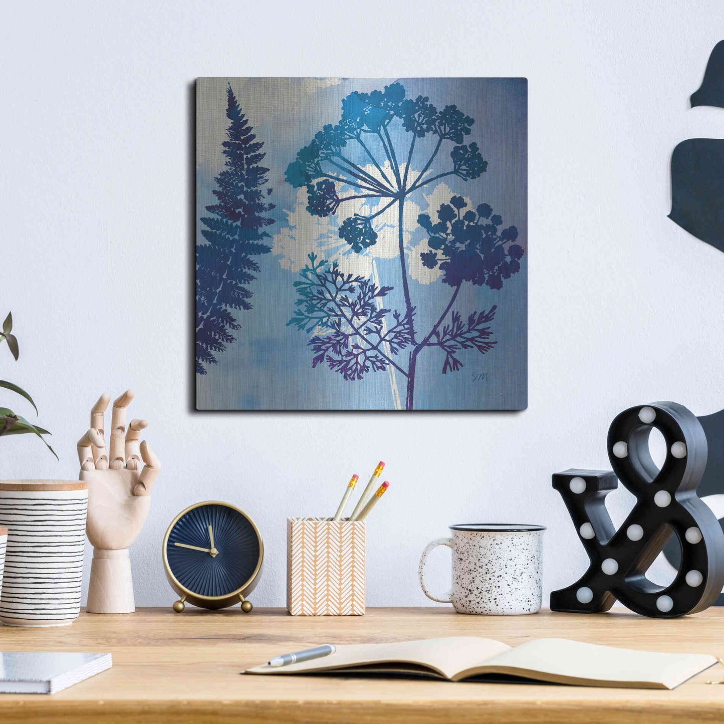 Luxe Metal Art 'Blue Sky Garden II' by Studio Mousseau, Metal Wall Art,12x12