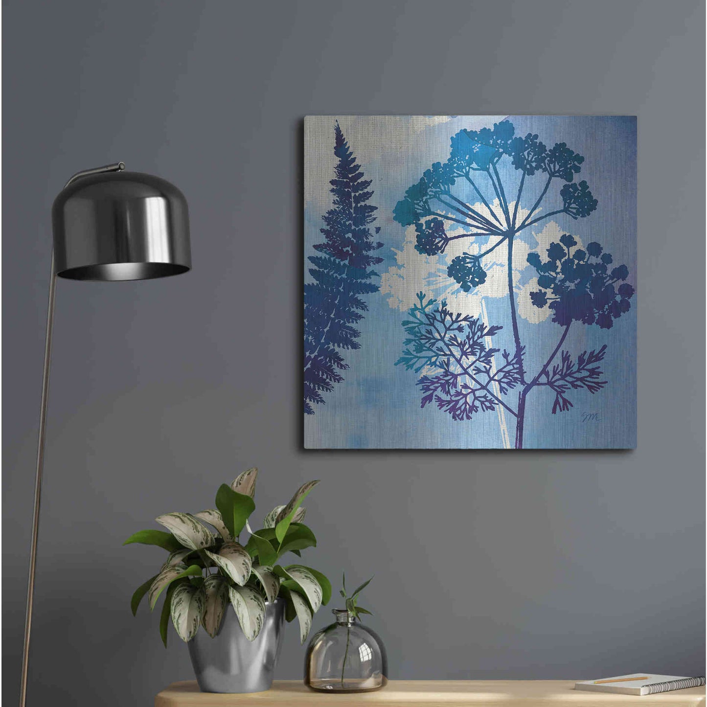 Luxe Metal Art 'Blue Sky Garden II' by Studio Mousseau, Metal Wall Art,24x24