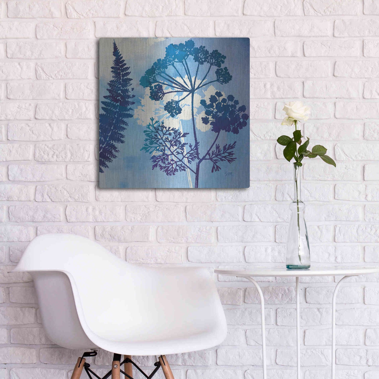 Luxe Metal Art 'Blue Sky Garden II' by Studio Mousseau, Metal Wall Art,24x24